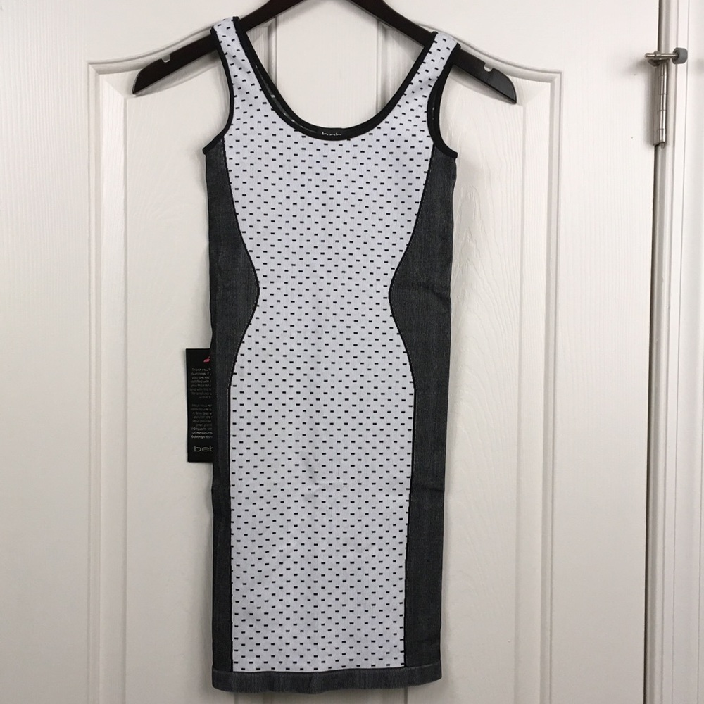 Bebe Black and White Bodycon Dress